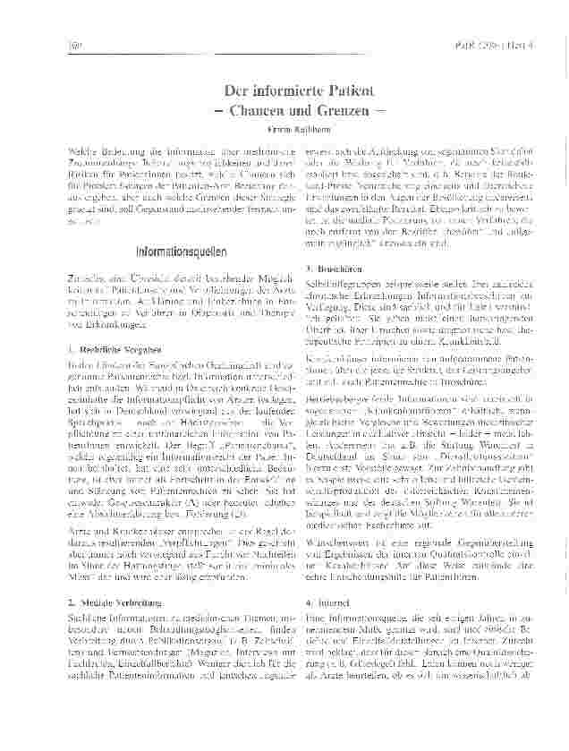 Vorschauseite 1: Der informierte Patient - Chancen und Grenzen -