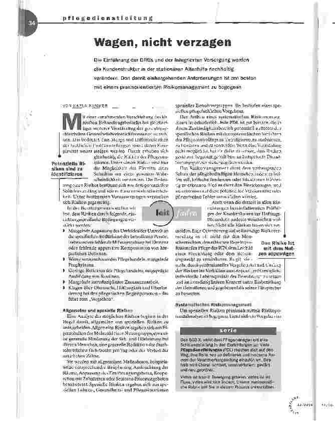 Vorschauseite 1: Wagen, nicht verzagen. pflegedienstleitung