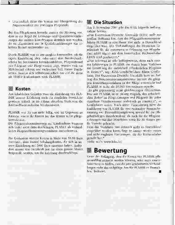 Vorschauseite 4: Pflegezeit-bemessungsverfahren PLAISIREs wäre eine Chance gewesen!
