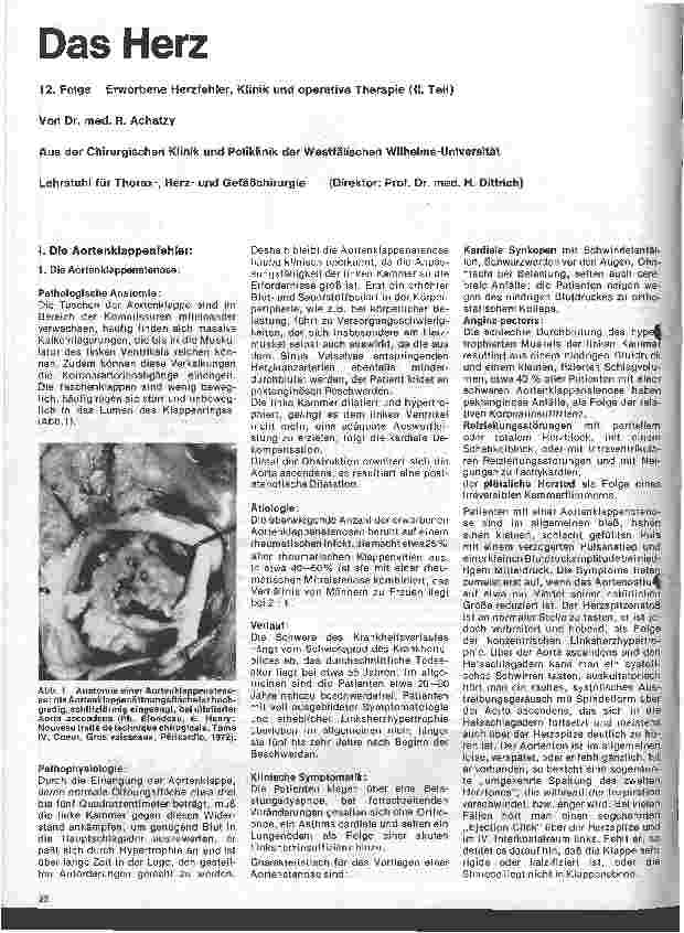 Vorschauseite 1: Das Herz 12.Folge: Erworbene Herzfehler, Klinik u. operative Therapie (II.Teil)