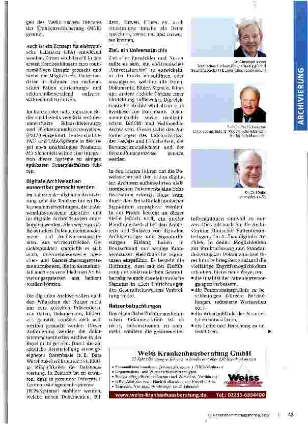 Vorschauseite 2: Elektronische Archivierung im Gesundheitswesen