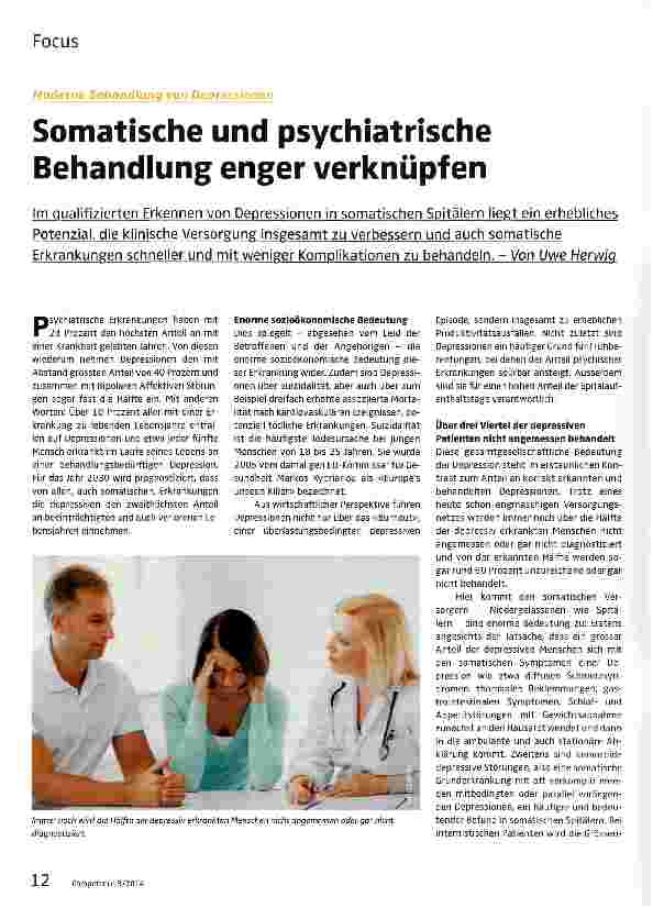 Vorschauseite 1: Moderne Behandlung von DepressionenSomatische und psychiatrische Behandlung enger verknüpfen