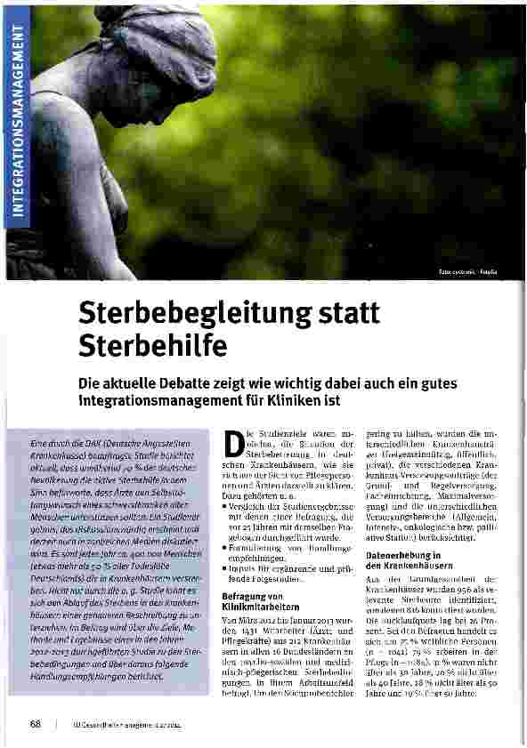 Vorschauseite 1: Sterbebegleitung statt Sterbehilfe
