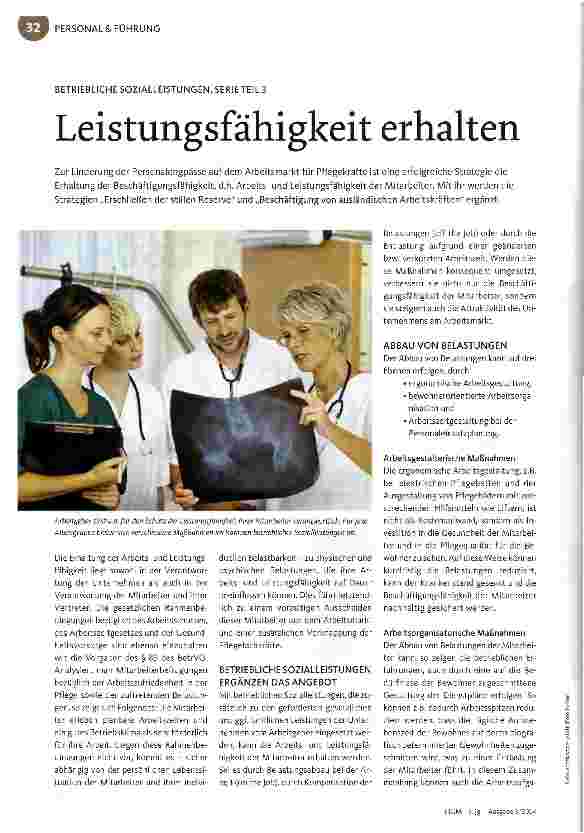 Vorschauseite 1: BETRIEBLICHE SOZIALLEISTUNGEN, SERIE TEIL 3Leistungsfähigkeit erhalten