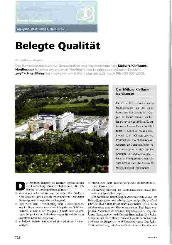 Vorschauseite 1: Belegte Qualität