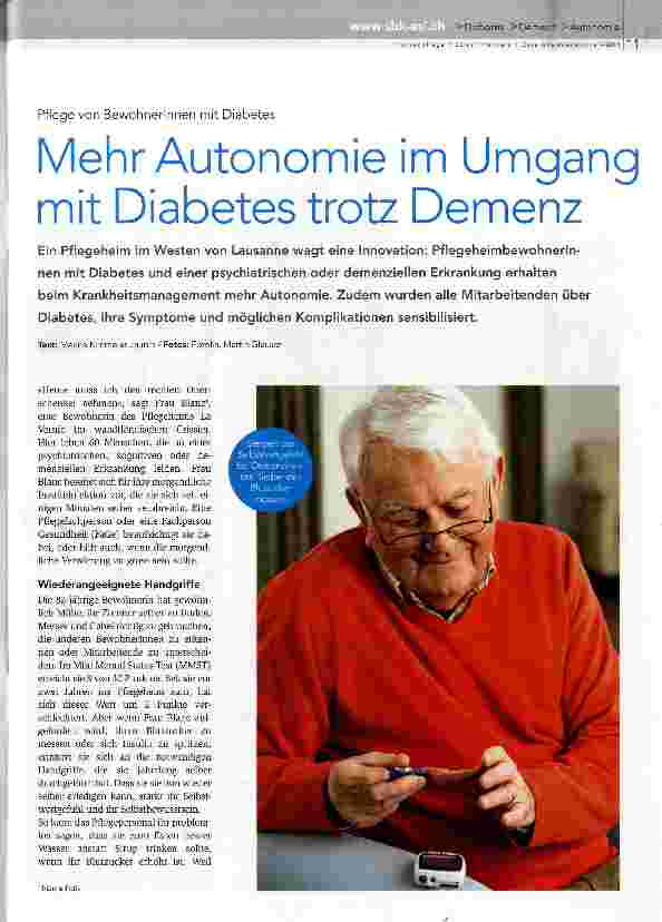 Vorschauseite 1: Mehr Autonomie im Umgang mit Diabetes trotz Demenz