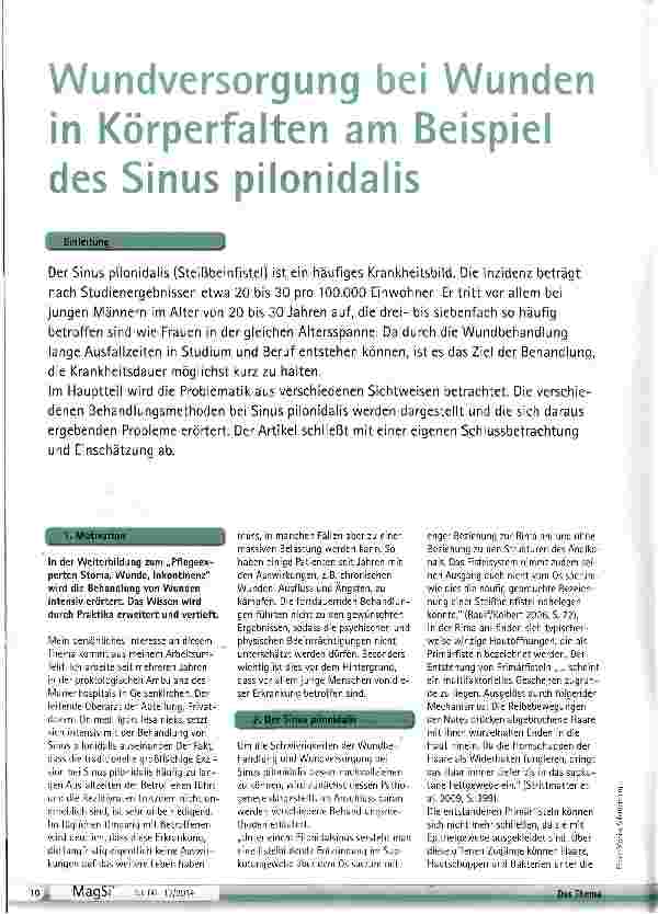 Vorschauseite 1: Wundversorgung bei Wunden in Körperfalten am Beispiel des Sinus pilonidalis