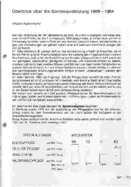 Vorschauseite 1: Überblick über die Sonderausbildungen 1969 - 1984