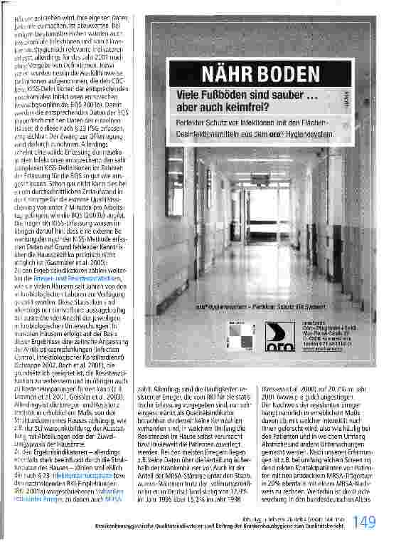 Vorschauseite 6: Krankenhaushygienische Qualitätsindikatoren und Beitrag der Krankenhaushygiene zum Qualitätsbericht