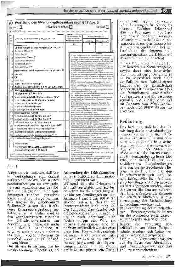 Vorschauseite 2: Ist der neue Intensiv-Abteilungspflegesatz unberechenbar? Zur praktischen Umsetzung der BPflV 95