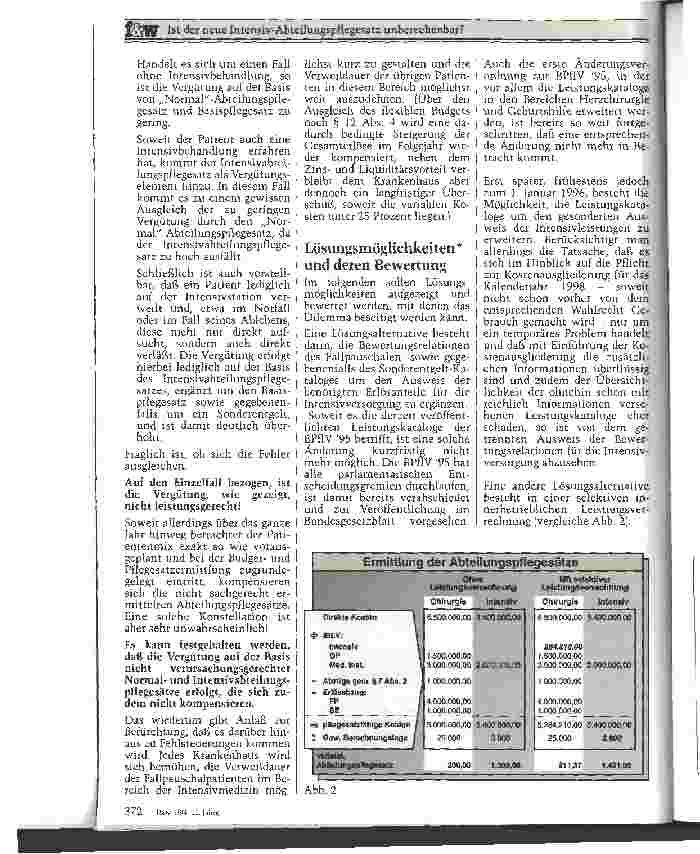 Vorschauseite 3: Ist der neue Intensiv-Abteilungspflegesatz unberechenbar? Zur praktischen Umsetzung der BPflV 95