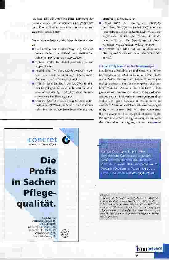 Vorschauseite 3: Die hochspezialisierte Medizin wird koordiniert: Vom Projekt zur Praxis