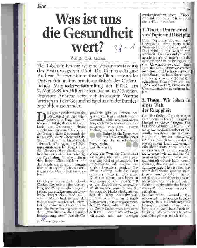 Vorschauseite 1: Was ist uns die Gesundheit wert?