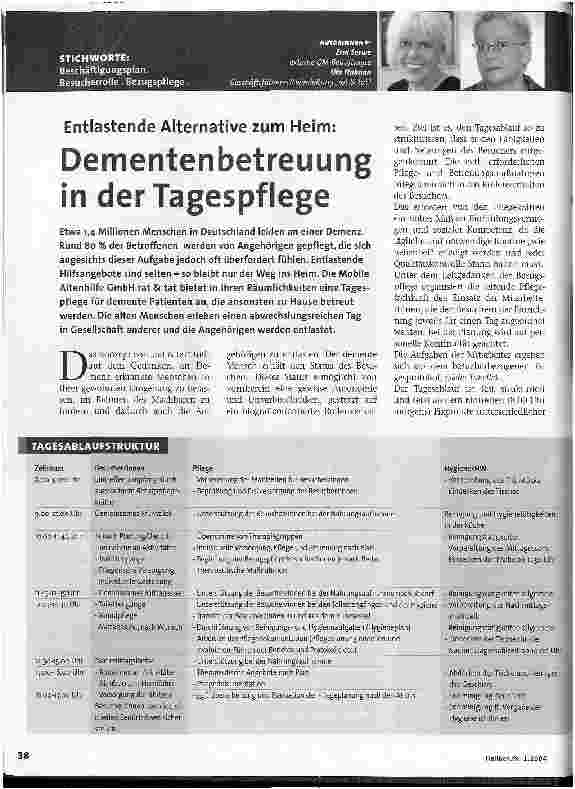 Vorschauseite 1: Dementenbetreuung in der Tagespflege