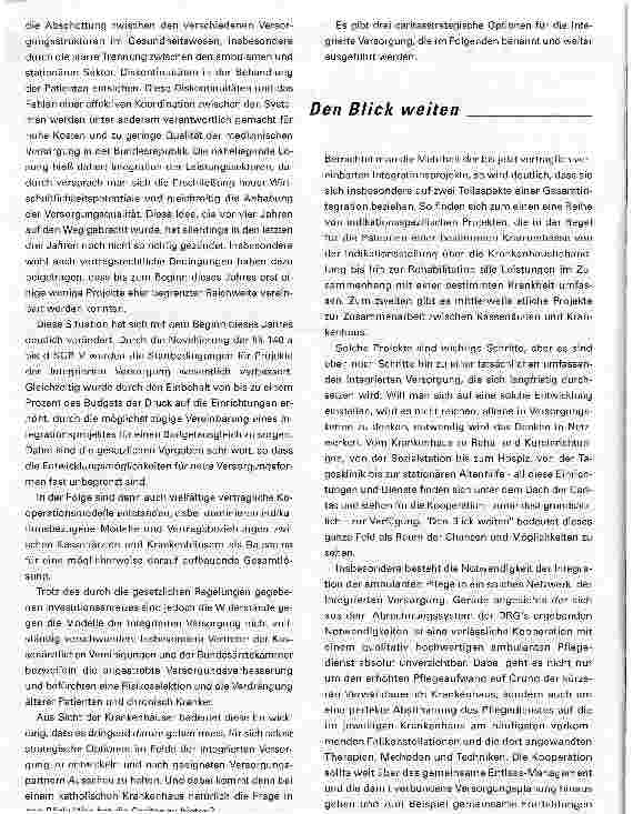 Vorschauseite 2: Die Caritas als LotseIn der Integrierten Versorgung kann die Caritas federführend Netzwerke gestalten