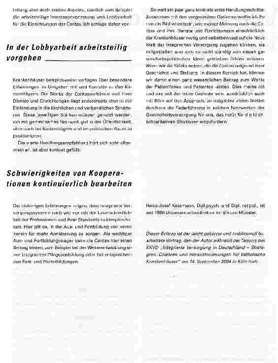 Vorschauseite 5: Die Caritas als LotseIn der Integrierten Versorgung kann die Caritas federführend Netzwerke gestalten