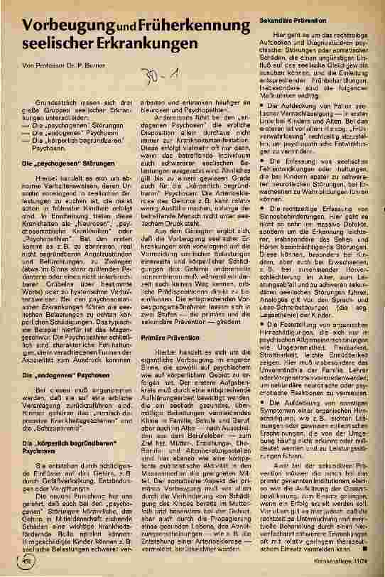 Vorschauseite 1: Vorbeugung und Früherkennung seelischer Erkrankungen