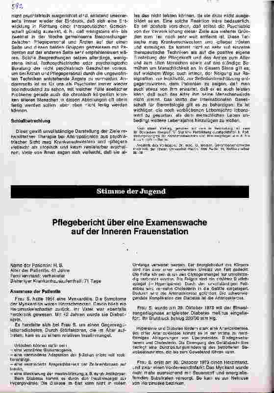 Vorschauseite 1: Pflegebericht über eine Examenswache auf der Inneren Frauenstation