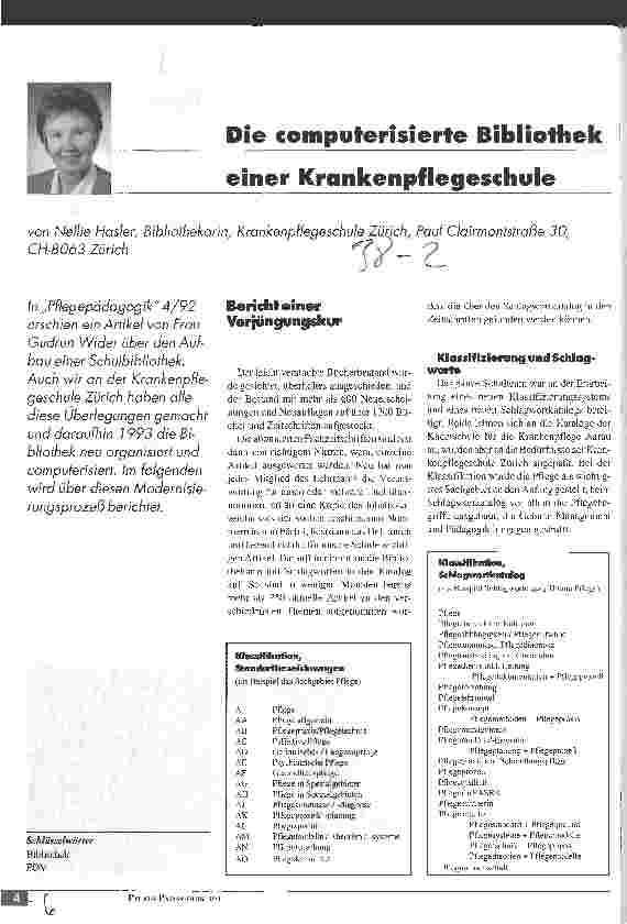 Vorschauseite 1: Die computerisierte Bibliothek einer Krankenpflegeschule