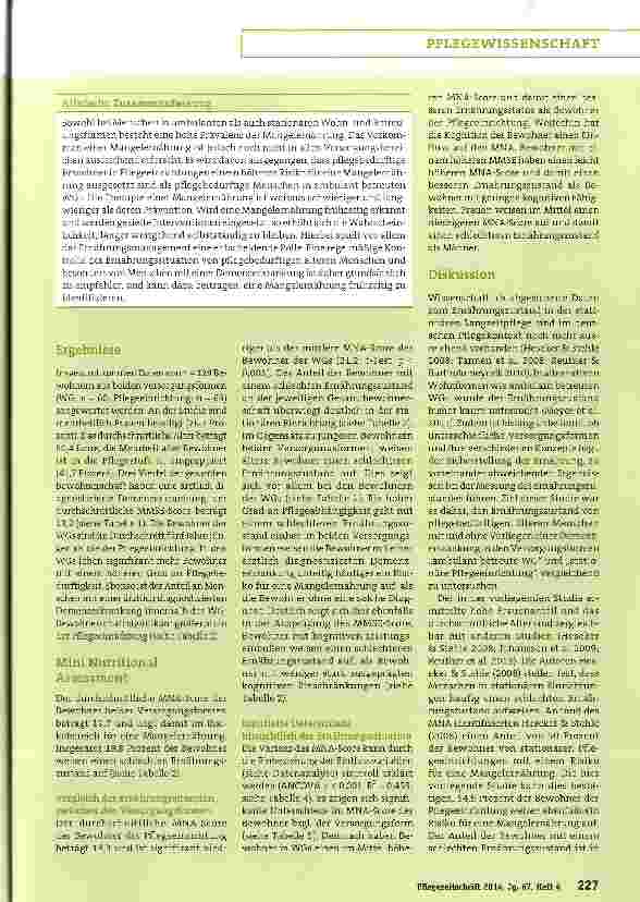 Vorschauseite 4: Vergleich der Ernährungssituation von Bewohnern ambulant betreuter Wohngemeinschaften und einer stationären Pflegeeinrichtung
