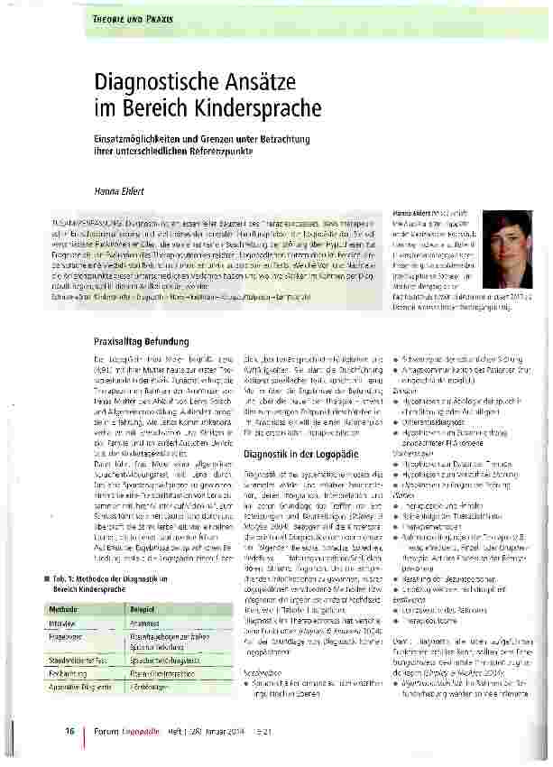 Vorschauseite 1: Diagnostische Ansätze im Bereich Kindersprache