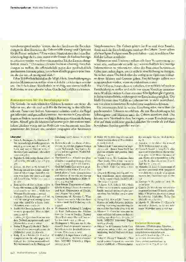 Vorschauseite 2: Was beeinf lusst Frauen bei der Wahl des Geburtsorts? Eine Literaturzusammenfassung