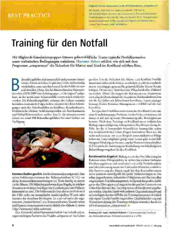 Vorschauseite 1: Training für den Notfall