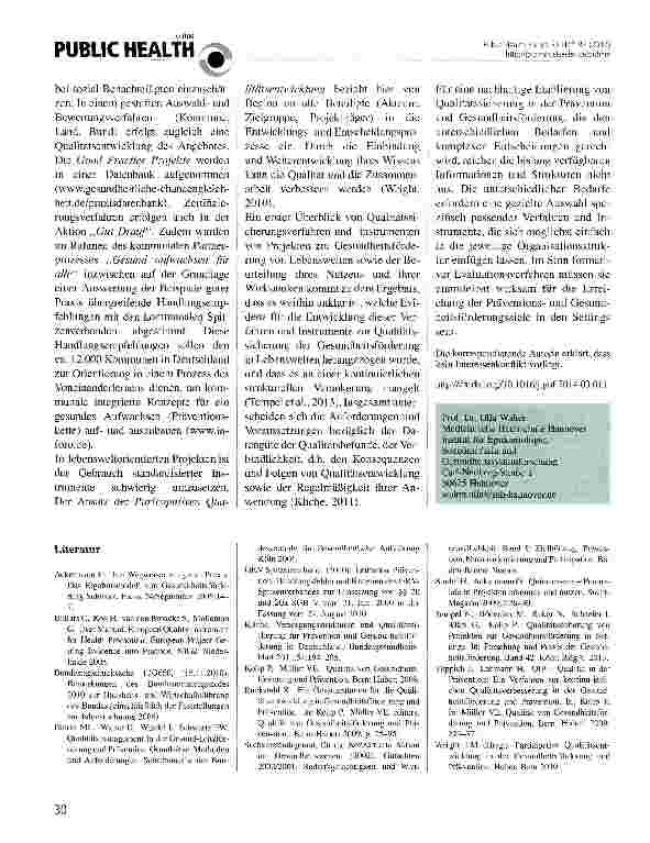 Vorschauseite 2: Qualitätsmanagement in der Prävention und Gesundheitsförderung