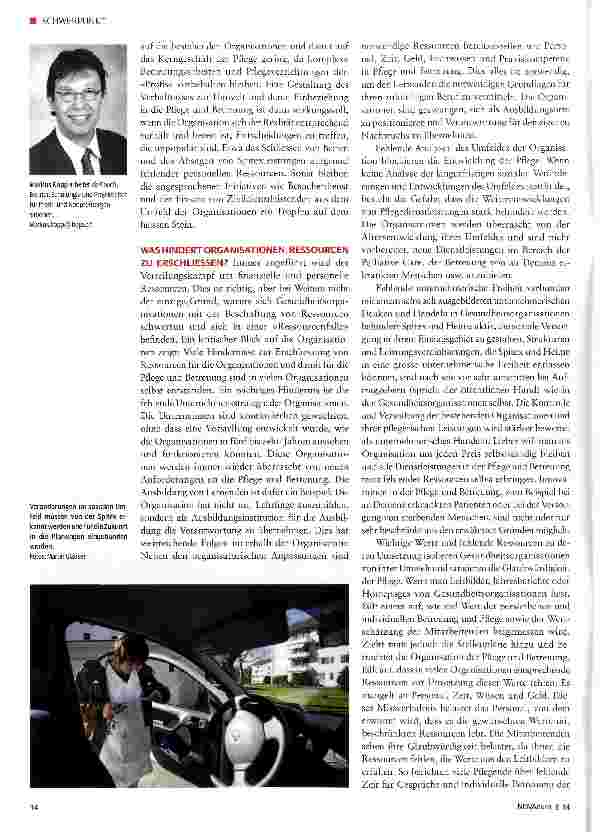 Vorschauseite 2: Die «Ressourcenfalle»: Mangelnde Ressourcen in der Pflege für die Zukunft?