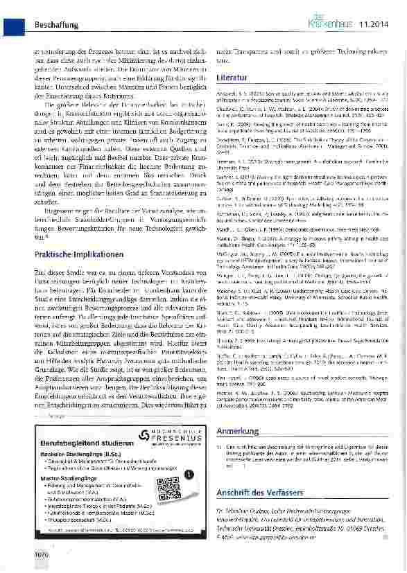 Vorschauseite 5: Technologieauswahl im Krankenhaus