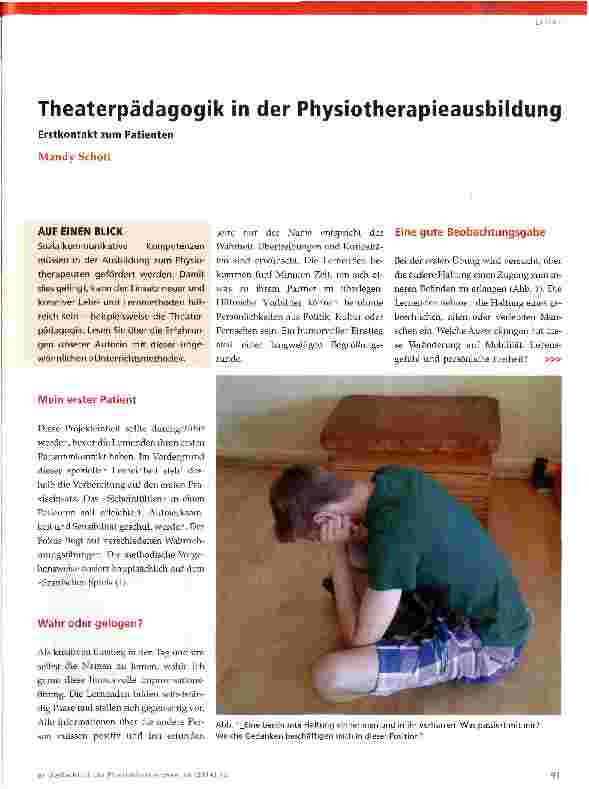 Vorschauseite 1: Theaterpädagogik in der Physiotherapieausbildung