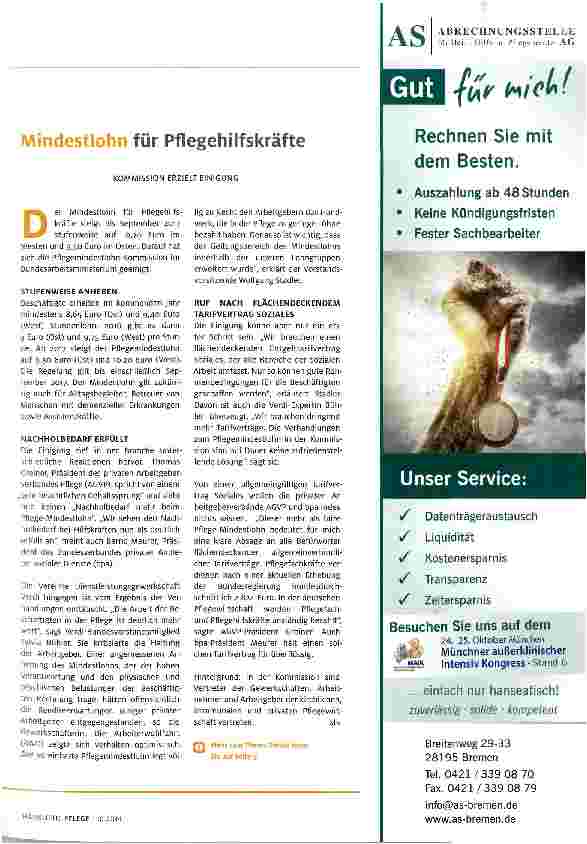 Vorschauseite 1: Mindestlohn für Pflegehilfskräfte
