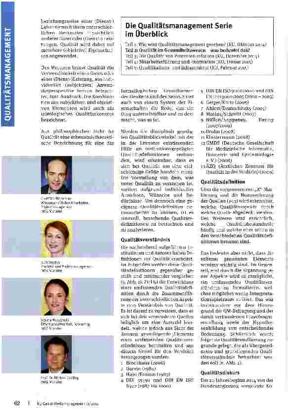 Vorschauseite 2: Serie: Wirksamkeit und Nutzen von Qualitätsmanagement Teil II: Qualität im Gesundheitswesen -was bedeutet das?