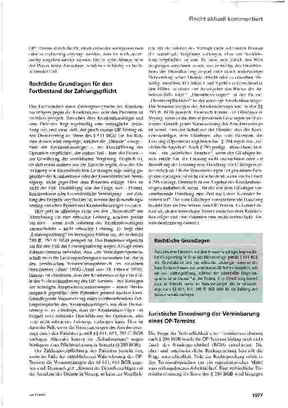 Vorschauseite 2: OP abgesagt - wer zahlt?