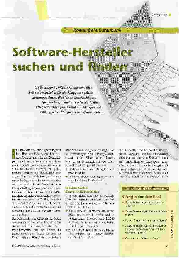 Vorschauseite 1: Software-Hersteller suchen und finden