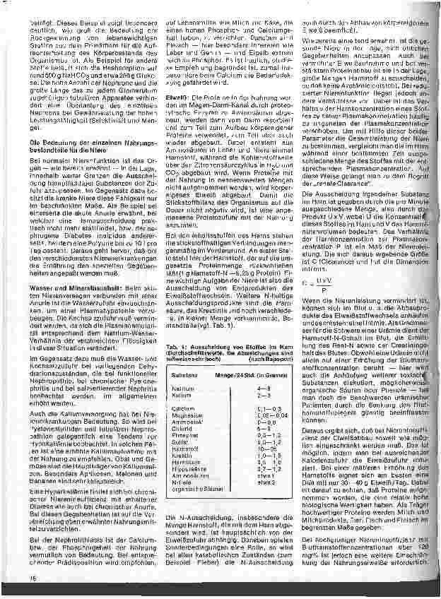 Vorschauseite 3: Einfluß der Ernährung auf Gesundheit und Leistungsfähigkeit 6. Folge: Niere und Harnwege