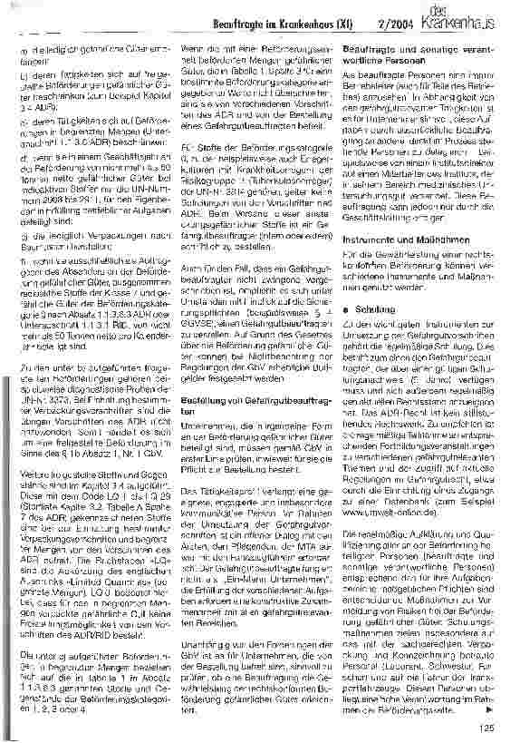 Vorschauseite 3: Beauftragte im Krankenhaus (XI) Gefahrgutbeauftragter