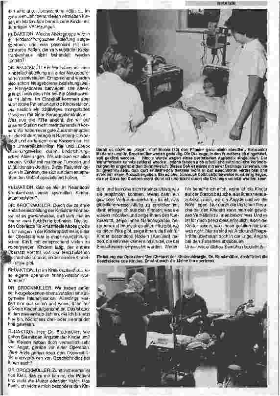 Vorschauseite 4: Die Ängste und Nöte der kleinen Patienten werden ausdiskutiert/Ein Bericht über die kinderchirurgische Abteilung eines Kreiskankenhauses