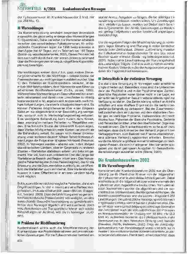 Vorschauseite 3: Die Krankenhausreform 2002 in Norwegen