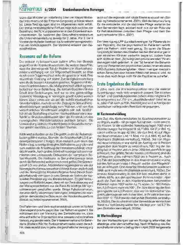 Vorschauseite 5: Die Krankenhausreform 2002 in Norwegen
