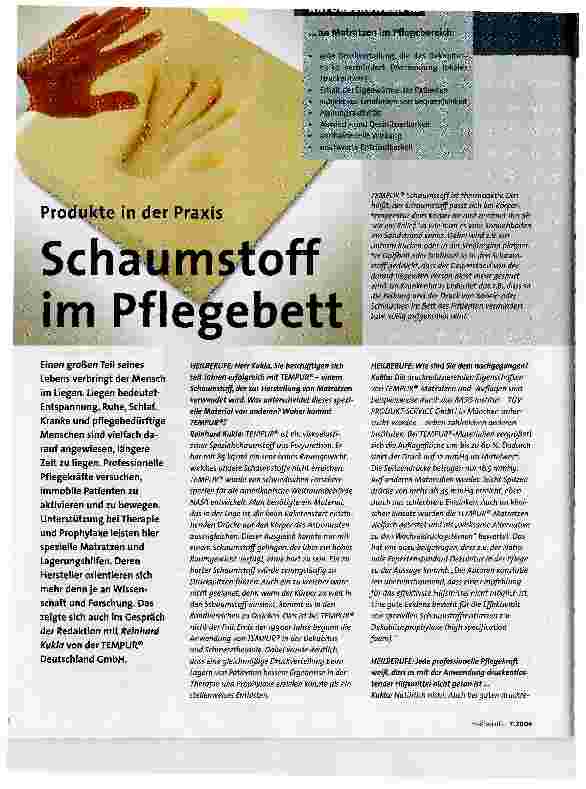 Vorschauseite 1: Schaumstoff im PflegebettProdukte in der Praxis