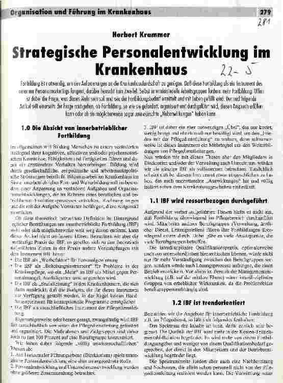 Vorschauseite 1: Strategische Personalentwicklung im Krankenhaus Innerbetriebliche Führung (IBF)
