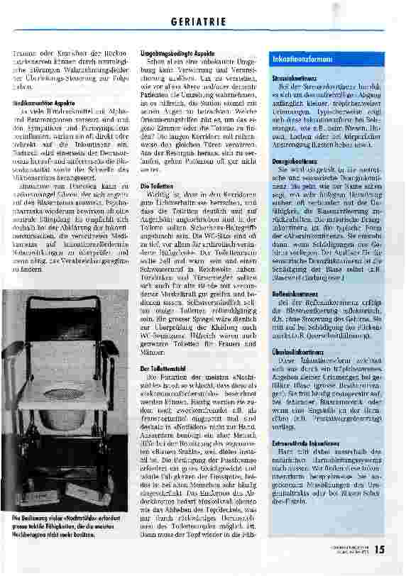 Vorschauseite 3: Inkontinenz - kein unabwendbares Schicksal Aus einer fachlichen Fortbildung der Sektion Graubünden
