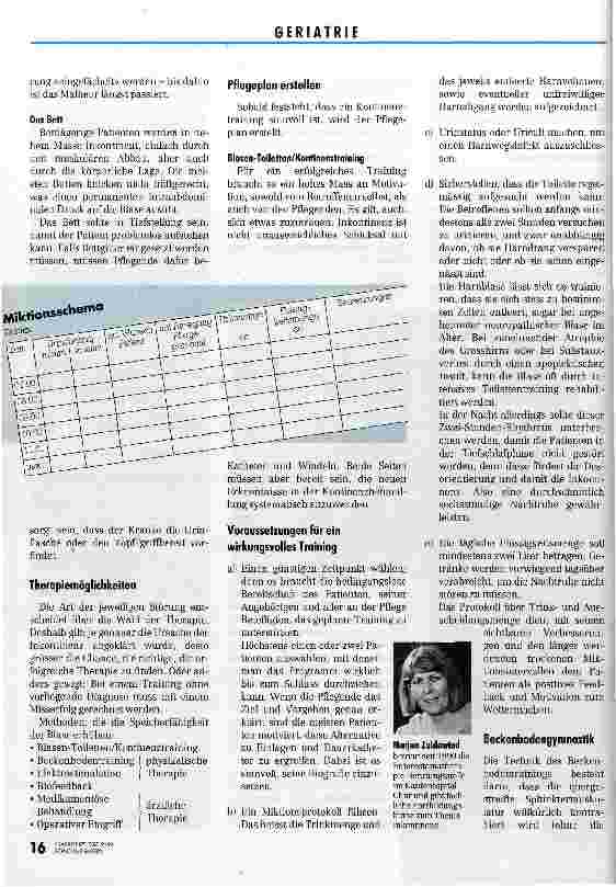Vorschauseite 4: Inkontinenz - kein unabwendbares Schicksal Aus einer fachlichen Fortbildung der Sektion Graubünden
