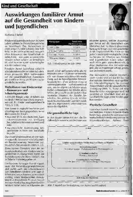 Vorschauseite 1: Auswirkungen familiärer Armut auf die Gesundheit von Kindern und Jugendlichen