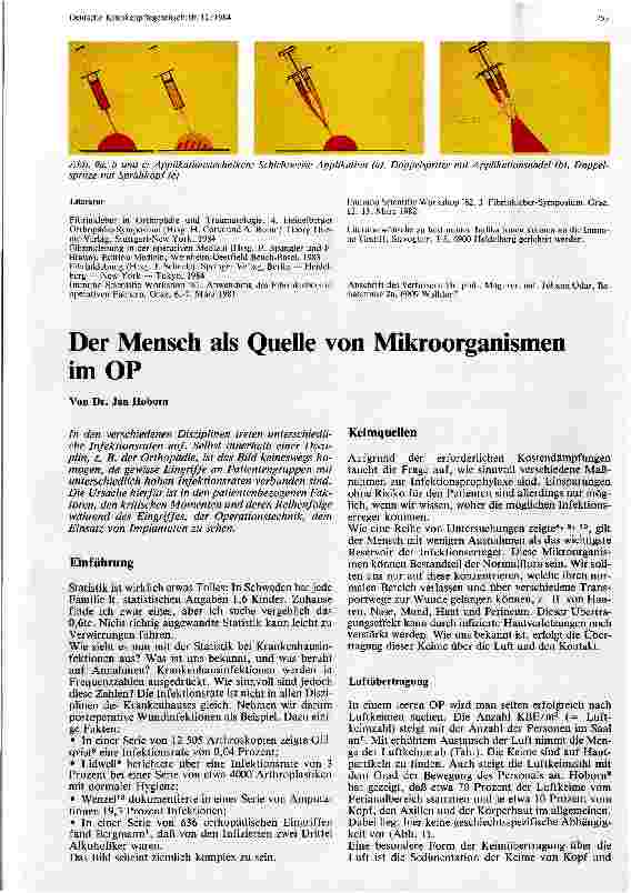 Vorschauseite 1: Der Mensch als Quelle von Mikroorganismen im OP