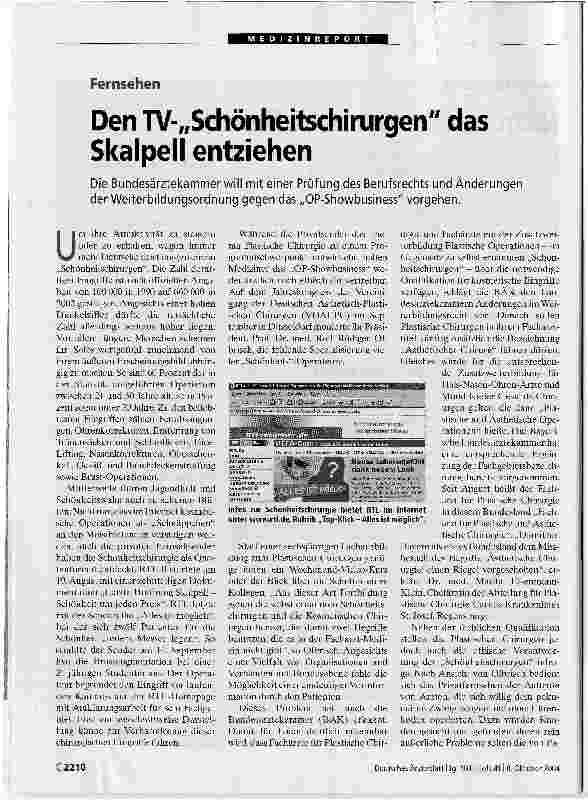 Vorschauseite 1: Den TV-Schönheitschirurgen das Skalpell entziehen