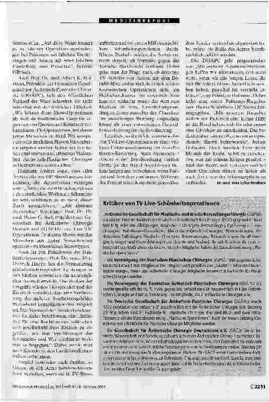 Vorschauseite 2: Den TV-Schönheitschirurgen das Skalpell entziehen