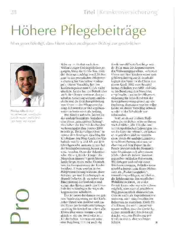 Vorschauseite 1: Höhere Pflegebeiträge für Kinderlose?