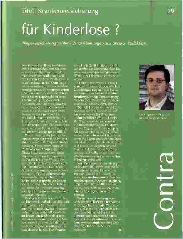 Vorschauseite 2: Höhere Pflegebeiträge für Kinderlose?